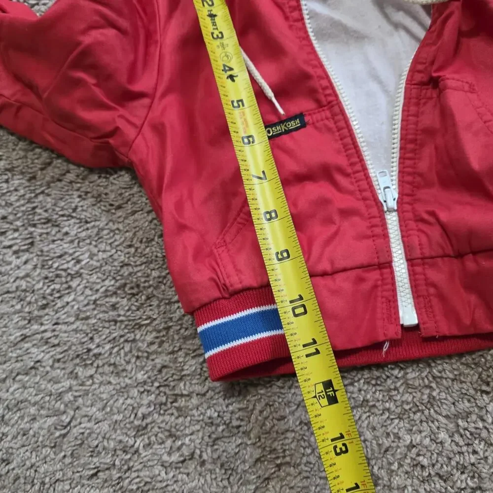 Vintage OshKosh Bgosh Windbreaker Jacket 18M Months Red Blue Full Zip Hooded 90s
